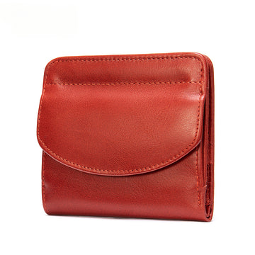 Genuine Leather Wallet for Women – Short Design with Full-Grain Cowhide Change Purse for Women-Handbags, Wallets & Cases-Red-Free Shipping Leatheretro