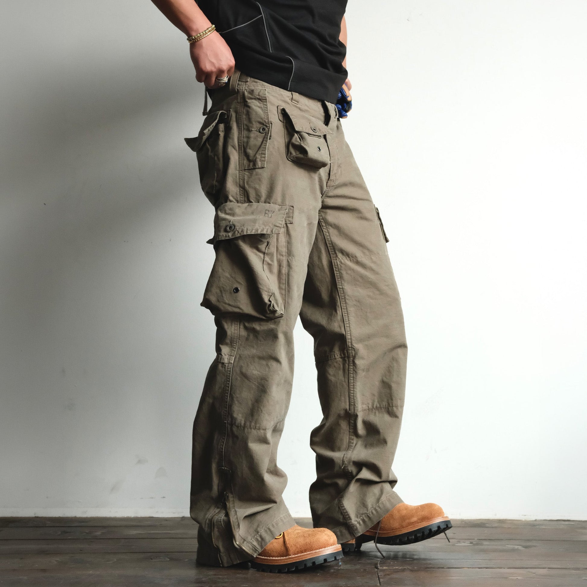 NEIGBORL Washed Distressed Multi-Pocket Cargo Pants-Pants-S-Black-Free Shipping Leatheretro