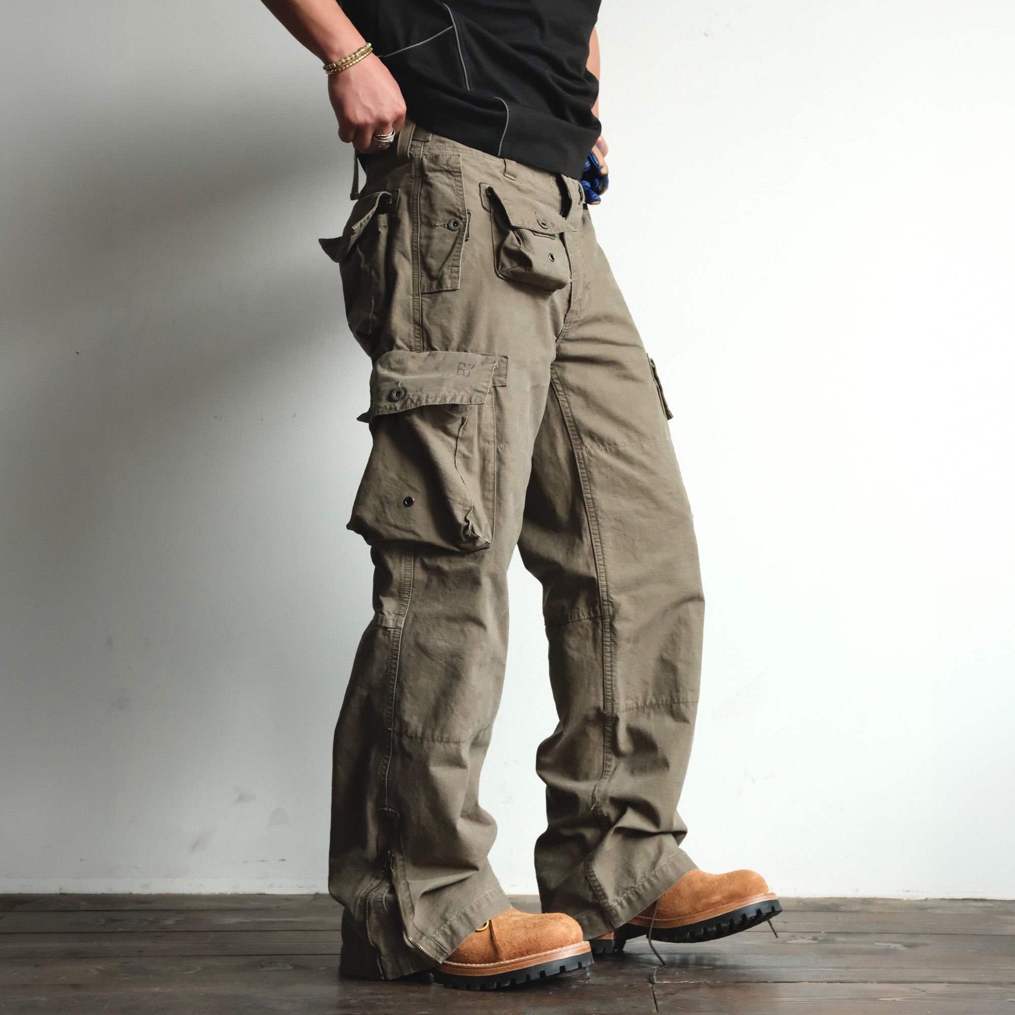 NEIGBORL Washed Distressed Multi-Pocket Cargo Pants-Pants-S-Black-Free Shipping Leatheretro
