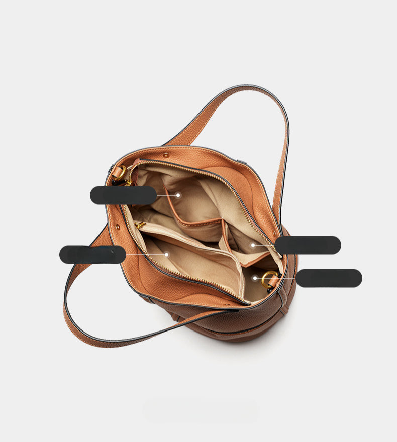 Elegant Genuine Leather Tote Bag-handbags-Black-Free Shipping Leatheretro