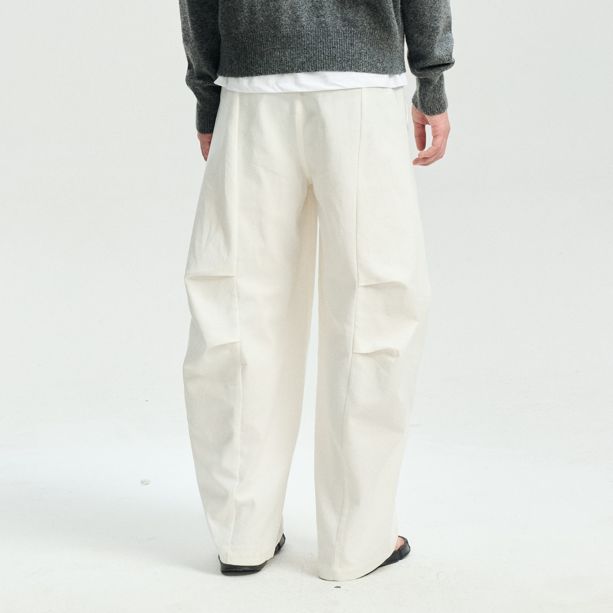 LEONSENSE Modern Curved Paneled Tencel-Cotton Pants-Pants-S-Dark Gray-Free Shipping Leatheretro