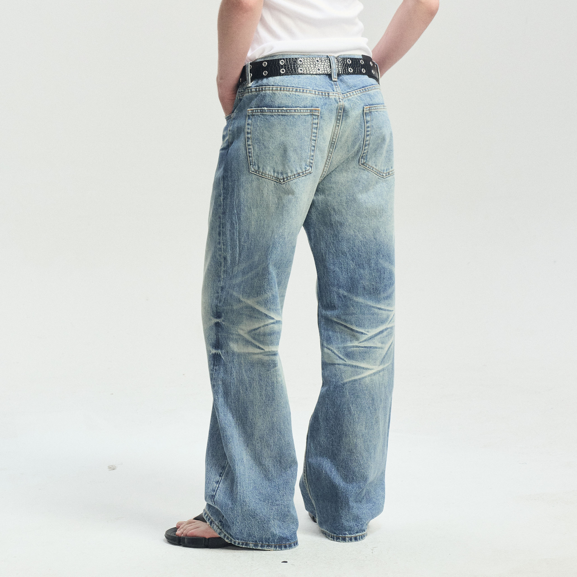 LEONSENSE Whiskering Washed Straight-Leg Jeans-Jeans-S (Preorder)-Free Shipping Leatheretro