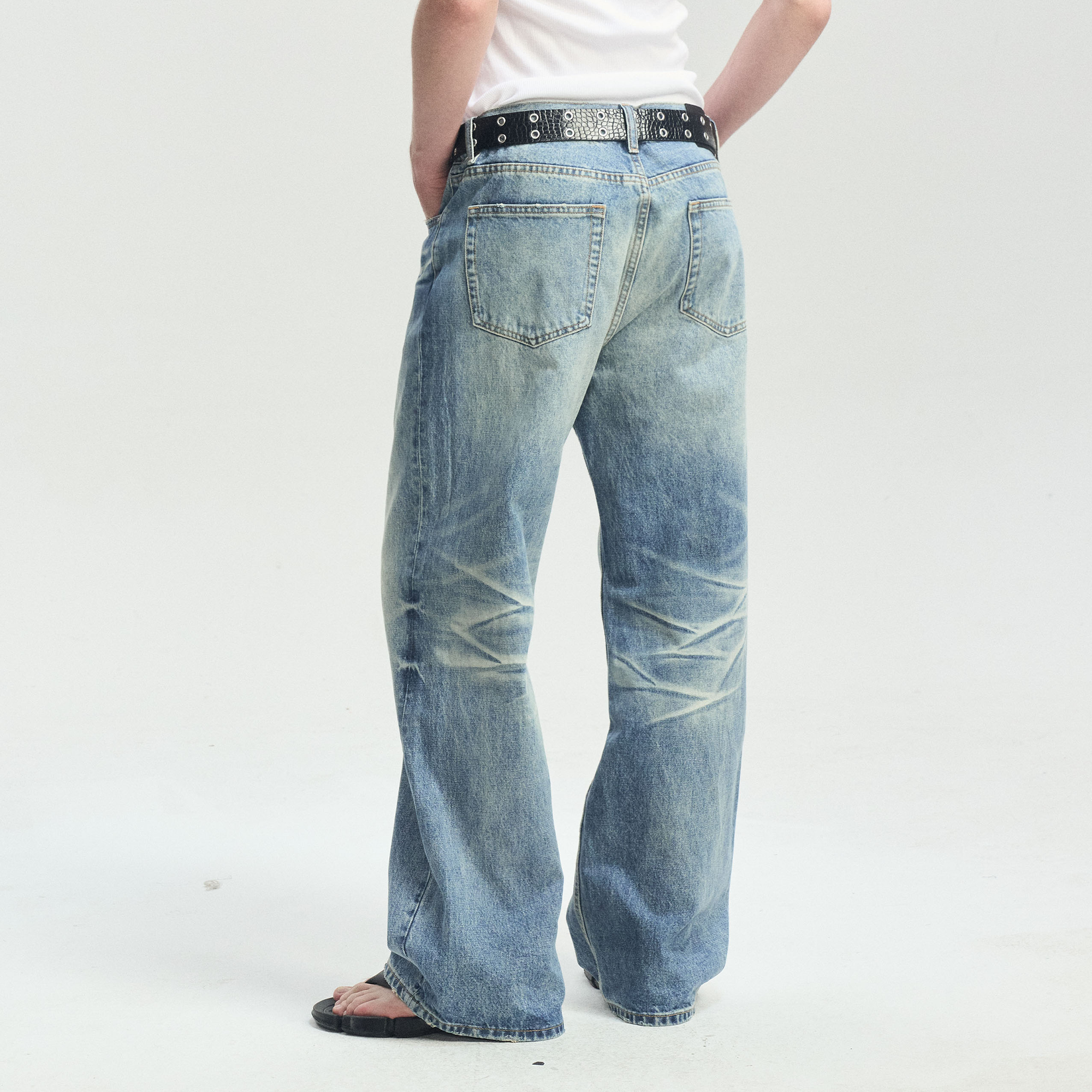 LEONSENSE Whiskering Washed Straight-Leg Jeans-Jeans-S (Preorder)-Free Shipping Leatheretro