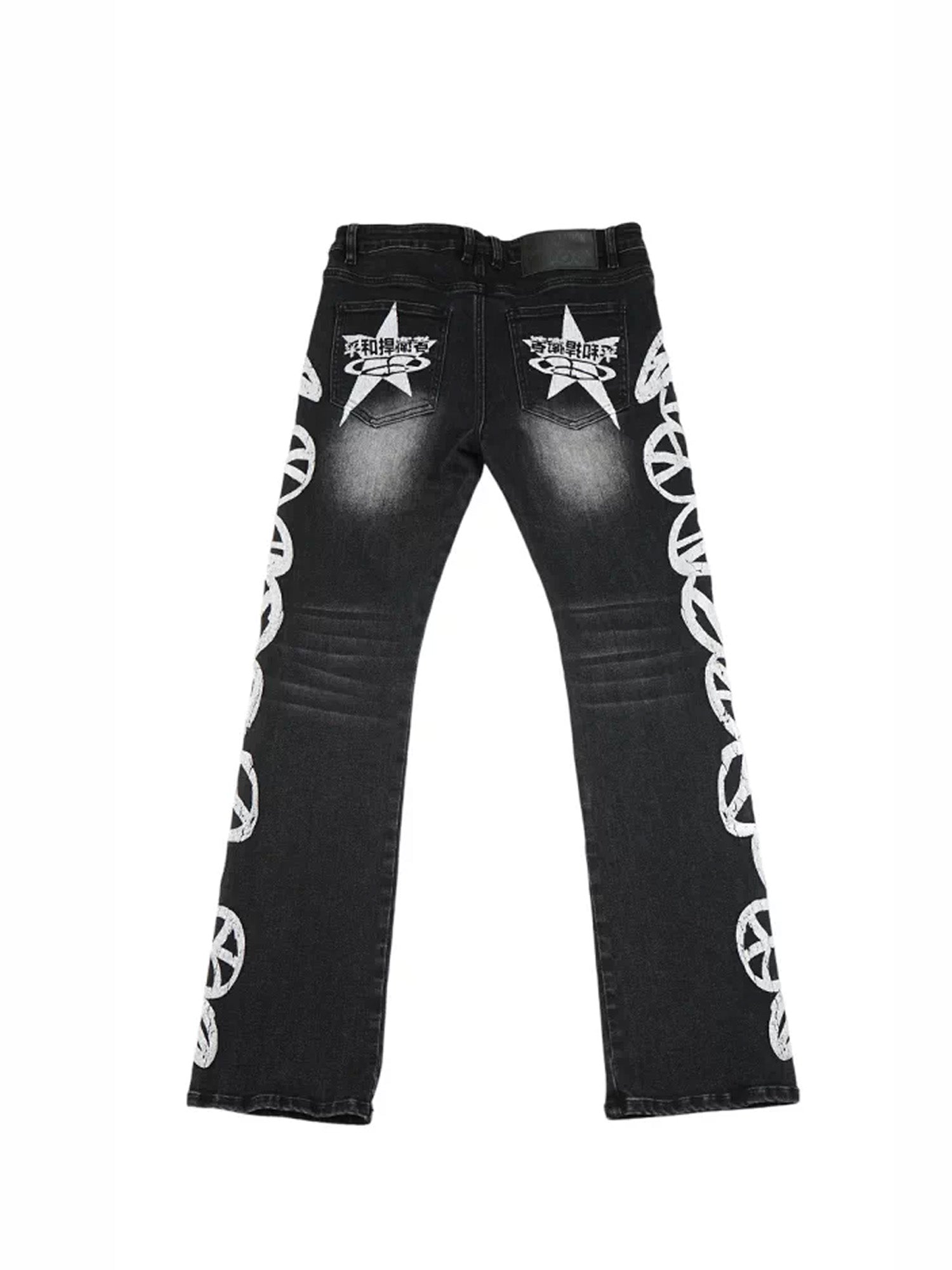 VINKID Peace Graphic Washed Jeans-Jeans-S (Preorder)-Free Shipping Leatheretro