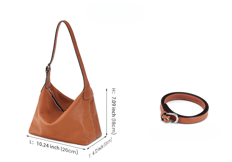 Vegetable-Tanned Leather Shoulder Bag-Black-Free Shipping Leatheretro