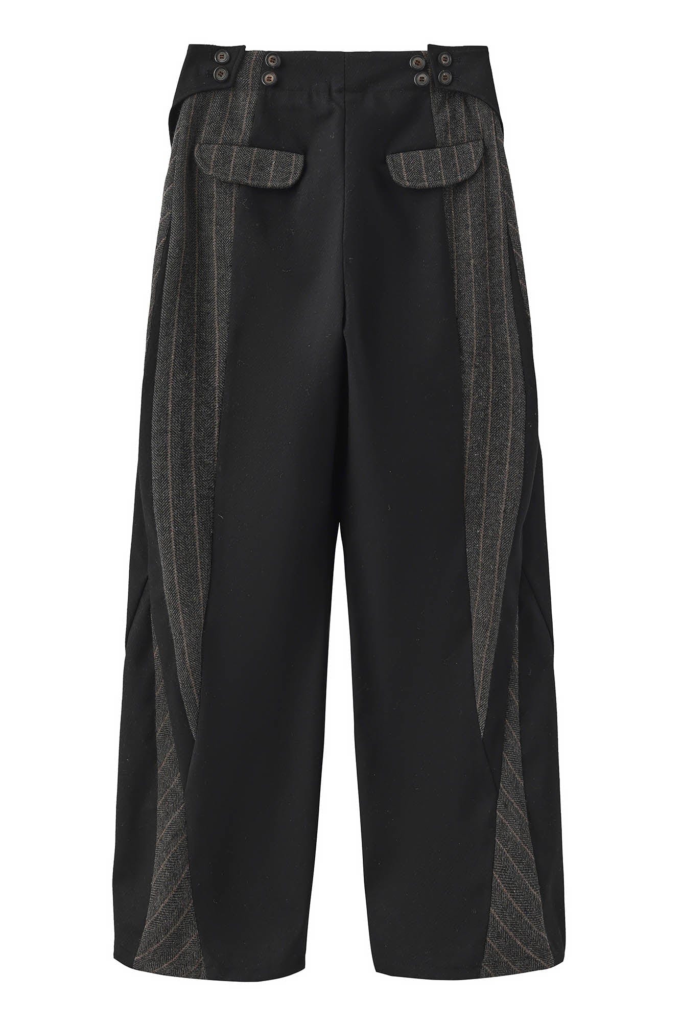 MOITIEDEPETALE Geometric Paneled Pinstripe Pleated Wide-Leg Trousers-Pants-XS-Free Shipping Leatheretro