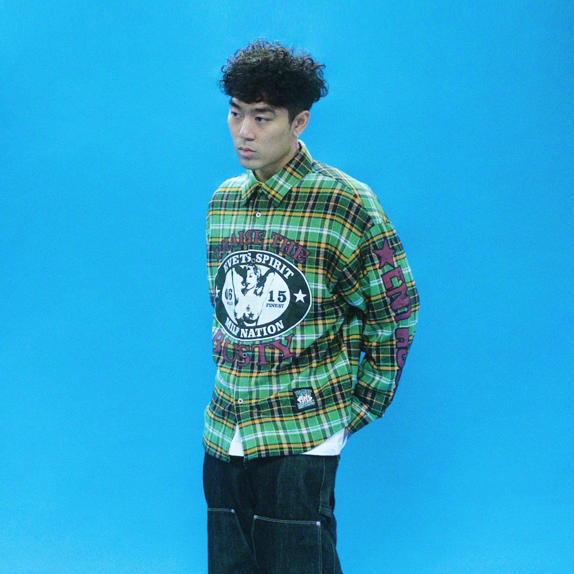 EVETS Colorblock Plaid Graphic Shirt-Shirt-S-Free Shipping Leatheretro