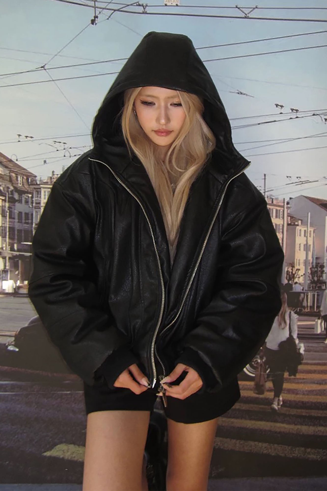 FORFEARTHAT Hooded Puffer PU Jacket-Jacket-S-Free Shipping Leatheretro