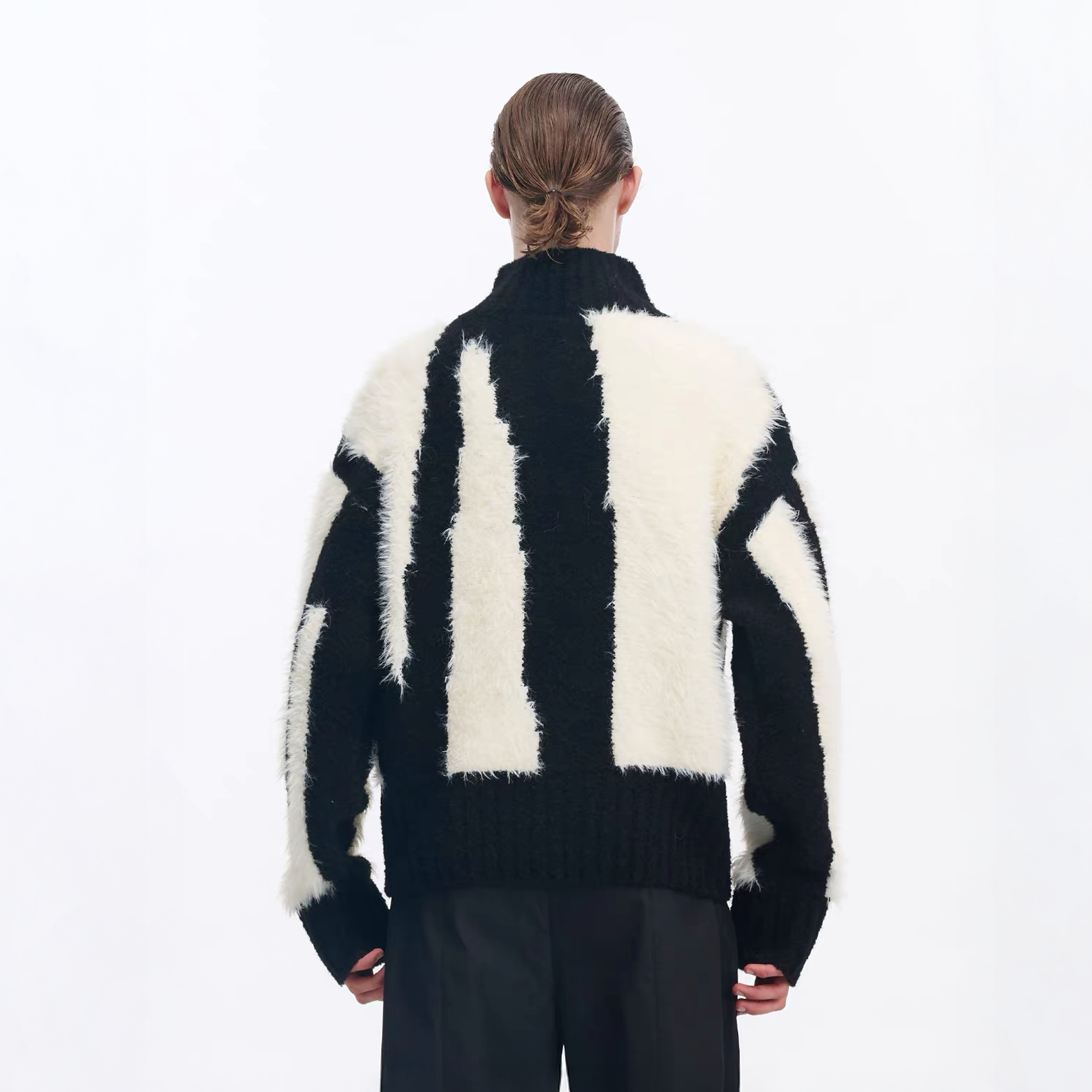 TIWILLTANG Fuzzy Faux-Mink Contrast Sweater