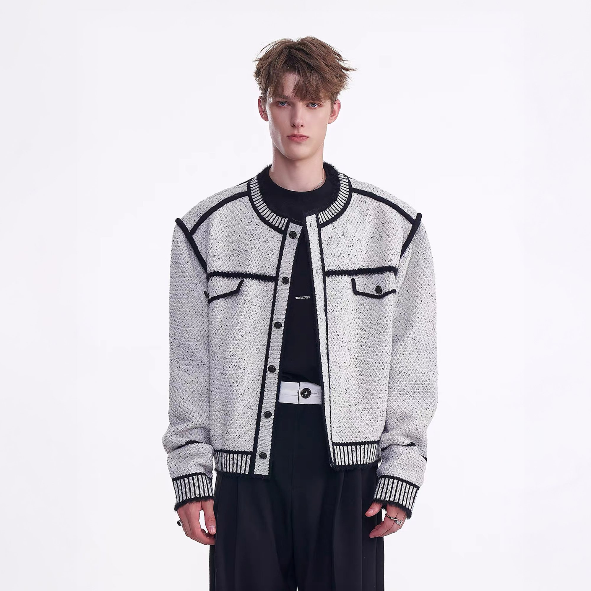 TIWILLTANG Contrast Stitch Knit Jacket