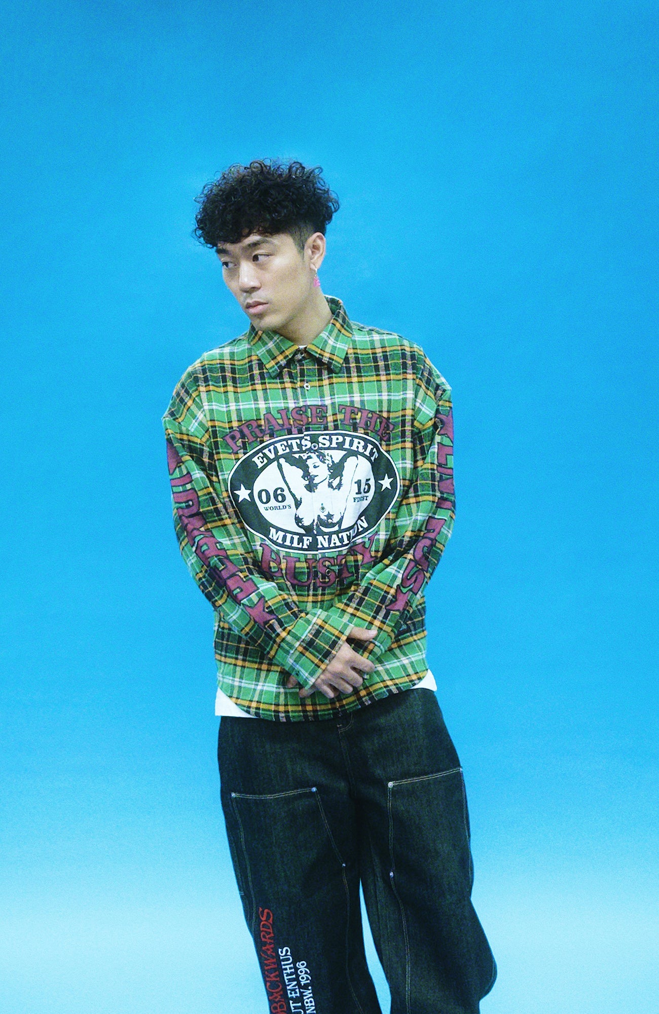 EVETS Colorblock Plaid Graphic Shirt-Shirt-S-Free Shipping Leatheretro