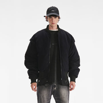 PMW Deconstructed Detachable Sleeve Bomber Jacket-Jacket-S-Free Shipping Leatheretro