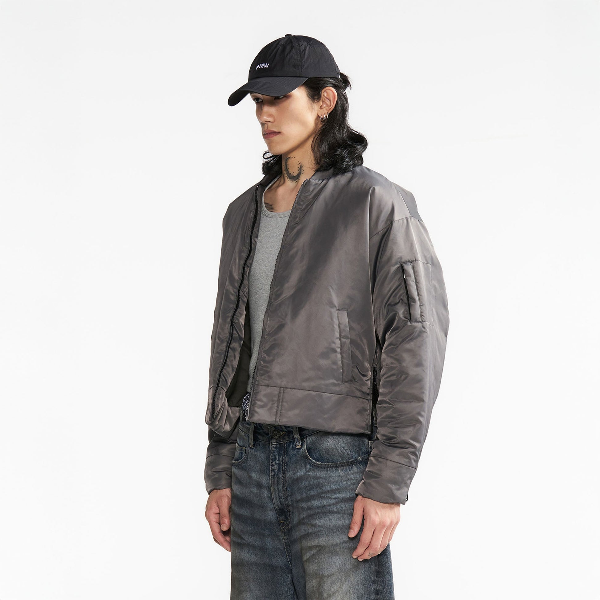 PMW Satin Cropped Bomber Jacket-Jacket-S-Free Shipping Leatheretro