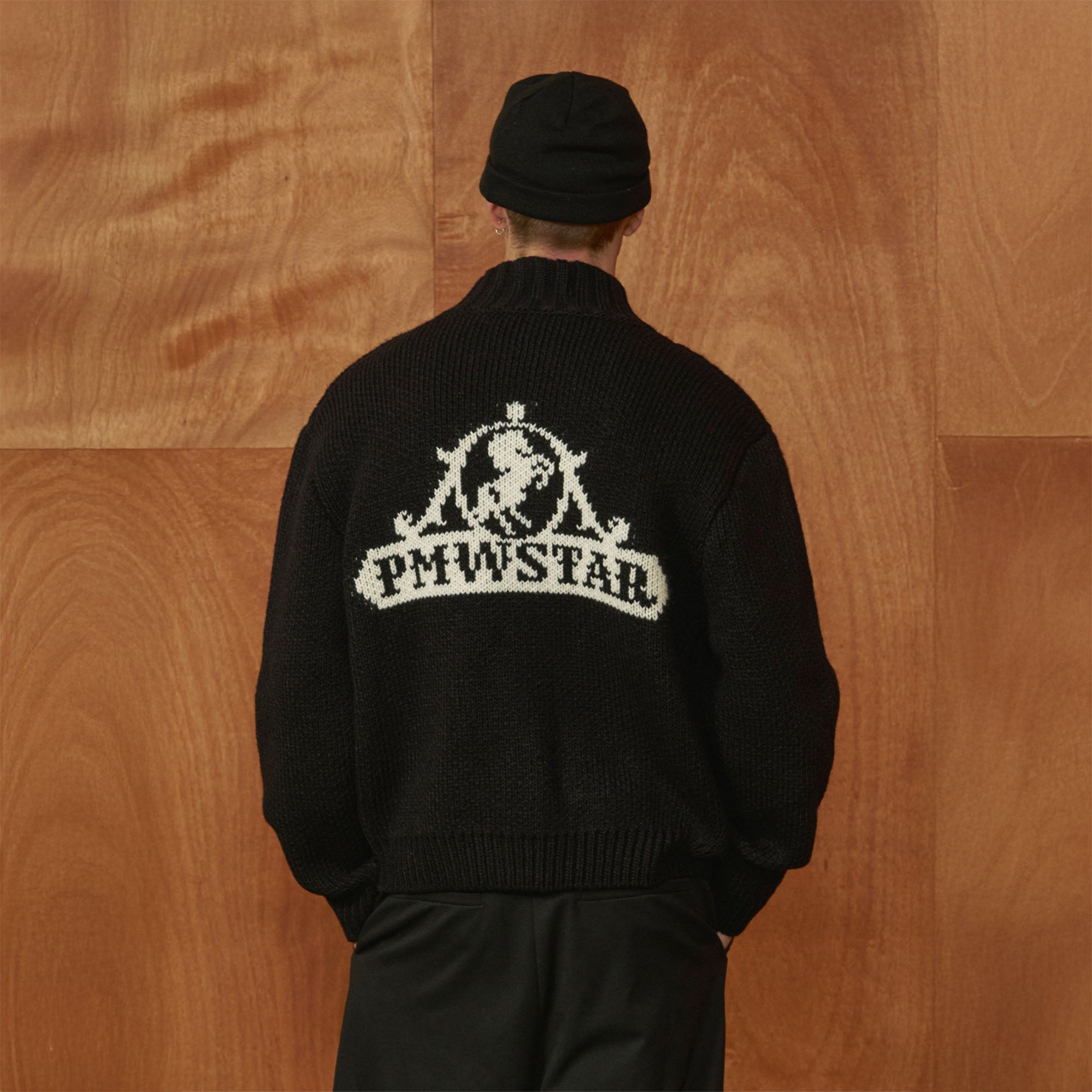 PMW Chunky LOGO Intarsia Zip-Up Sweater-Jacket-S-Free Shipping Leatheretro