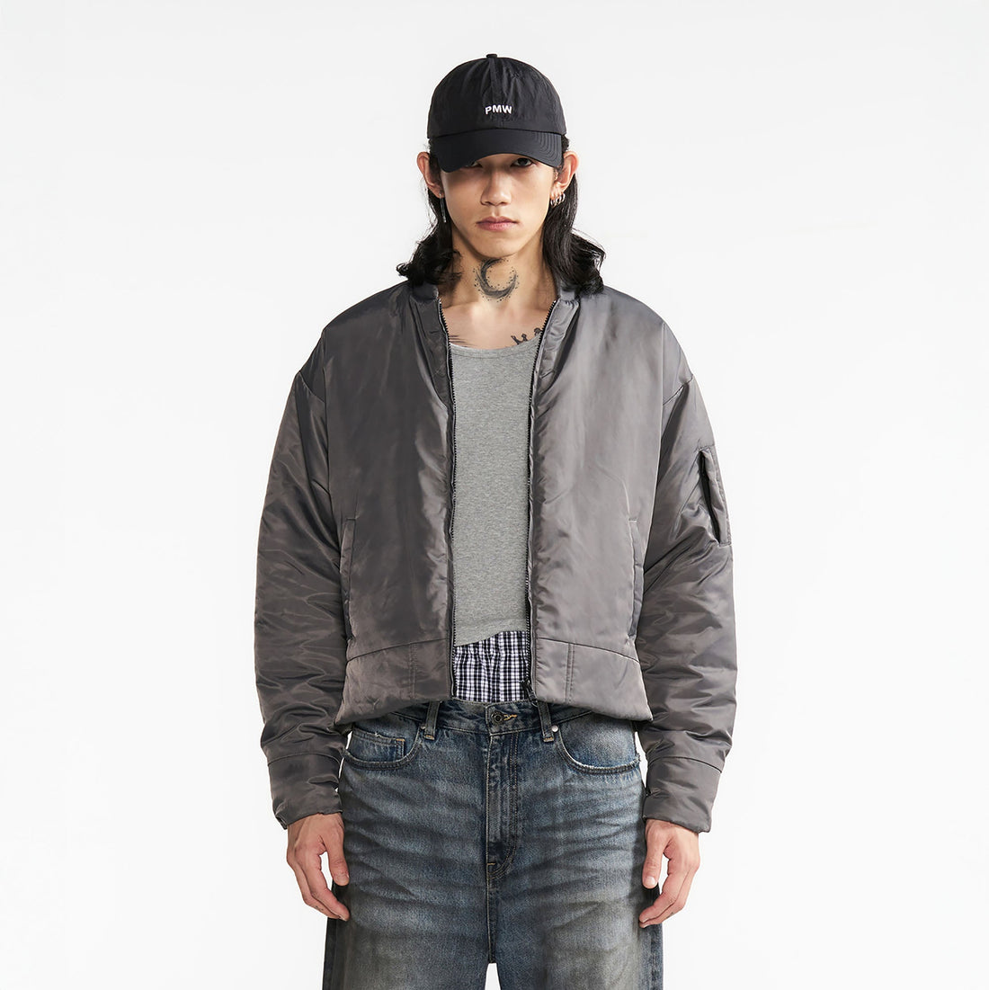 PMW Satin Cropped Bomber Jacket-Jacket-S-Free Shipping Leatheretro