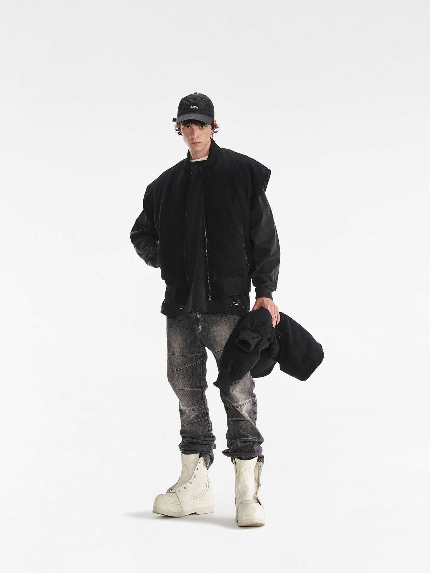 PMW Deconstructed Detachable Sleeve Bomber Jacket-Jacket-S-Free Shipping Leatheretro