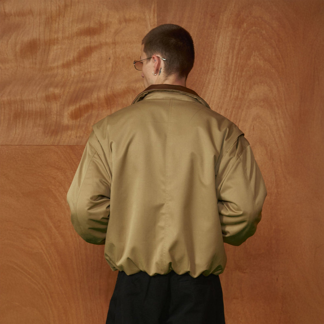 PMW Contrast Leather Collar Bomber Jacket-Jacket-S-Free Shipping Leatheretro