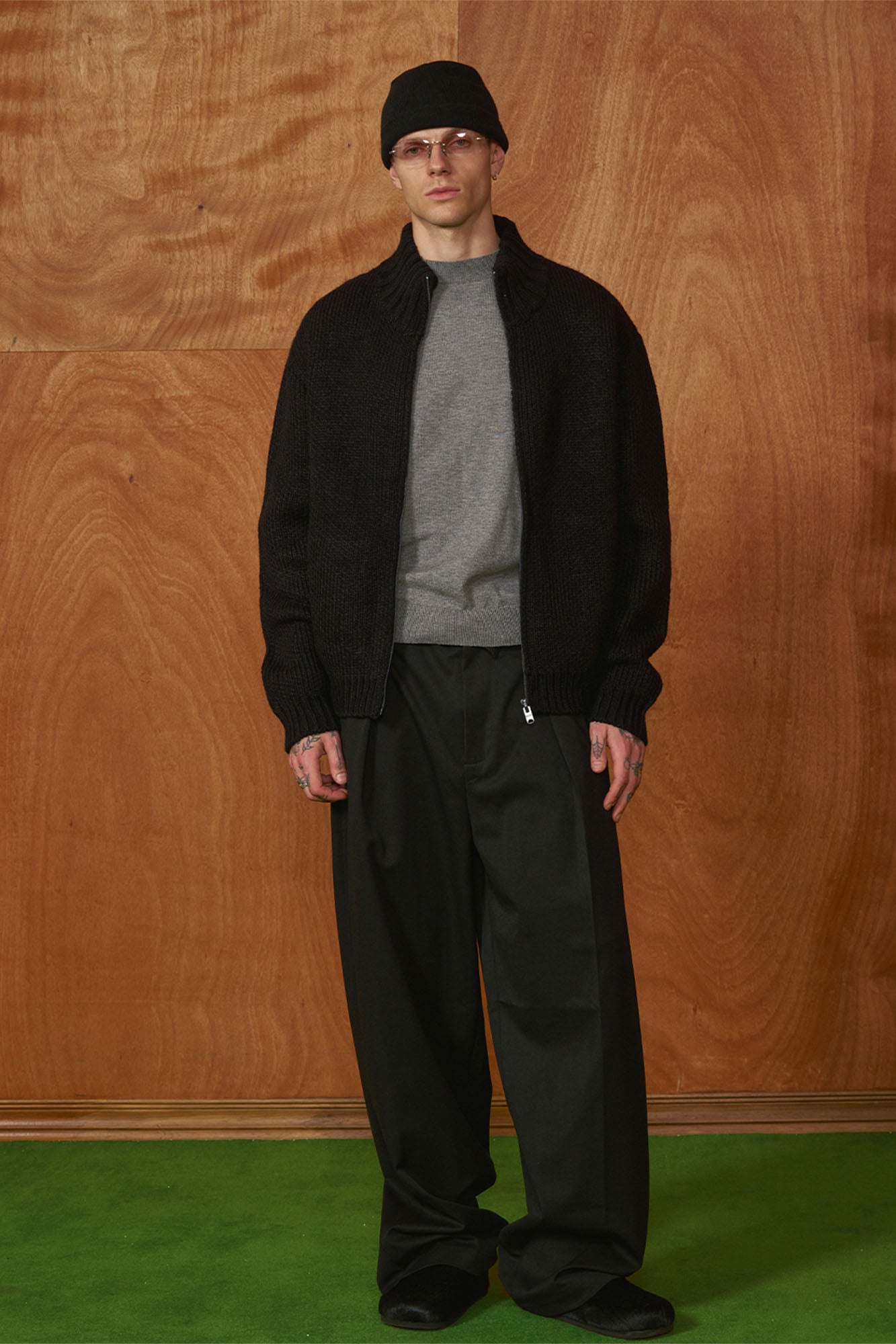 PMW Chunky LOGO Intarsia Zip-Up Sweater-Jacket-S-Free Shipping Leatheretro