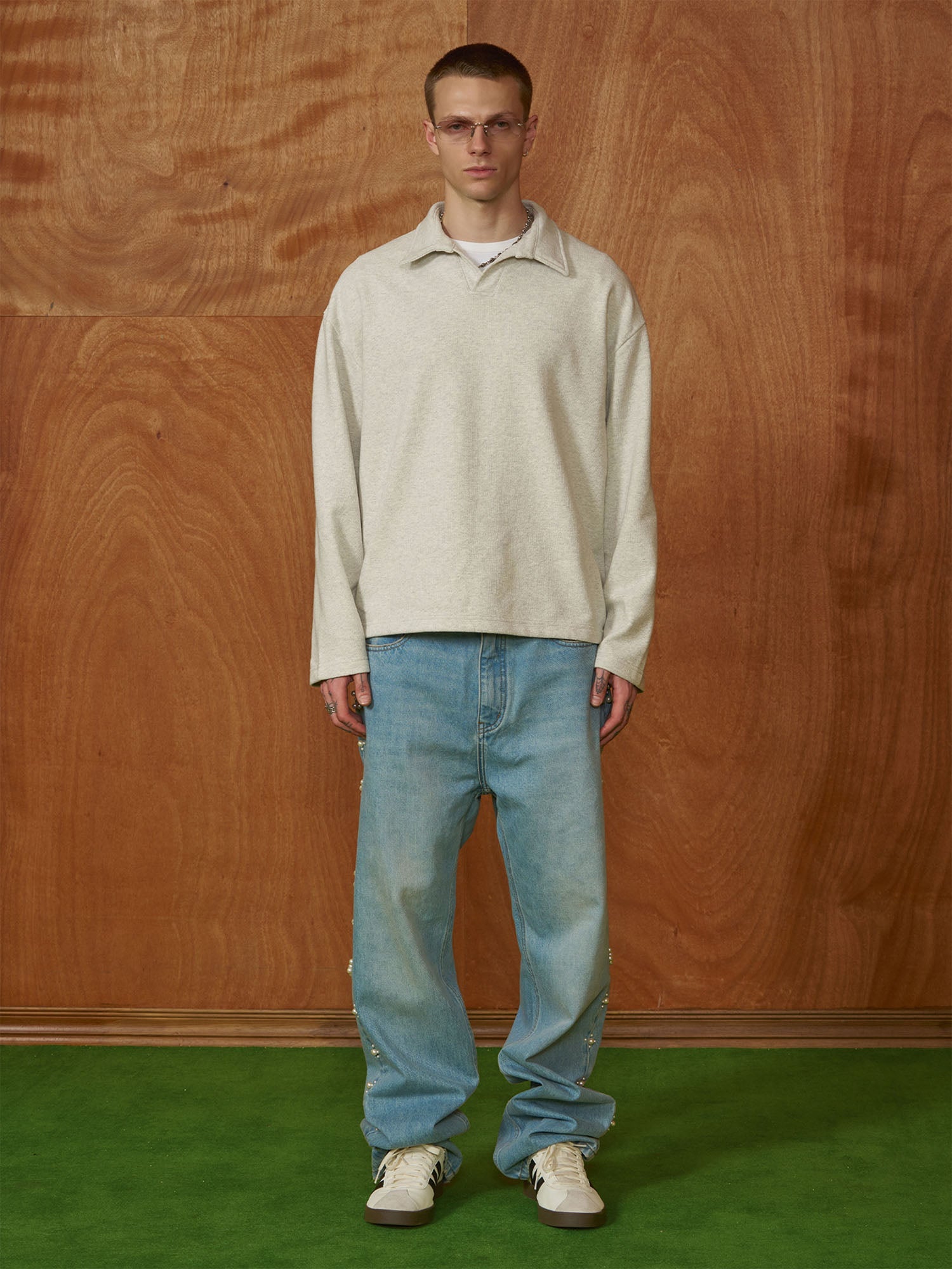 PMW Pearl-Embellished Washed Straight-Leg Jeans-Jeans-S-Free Shipping Leatheretro