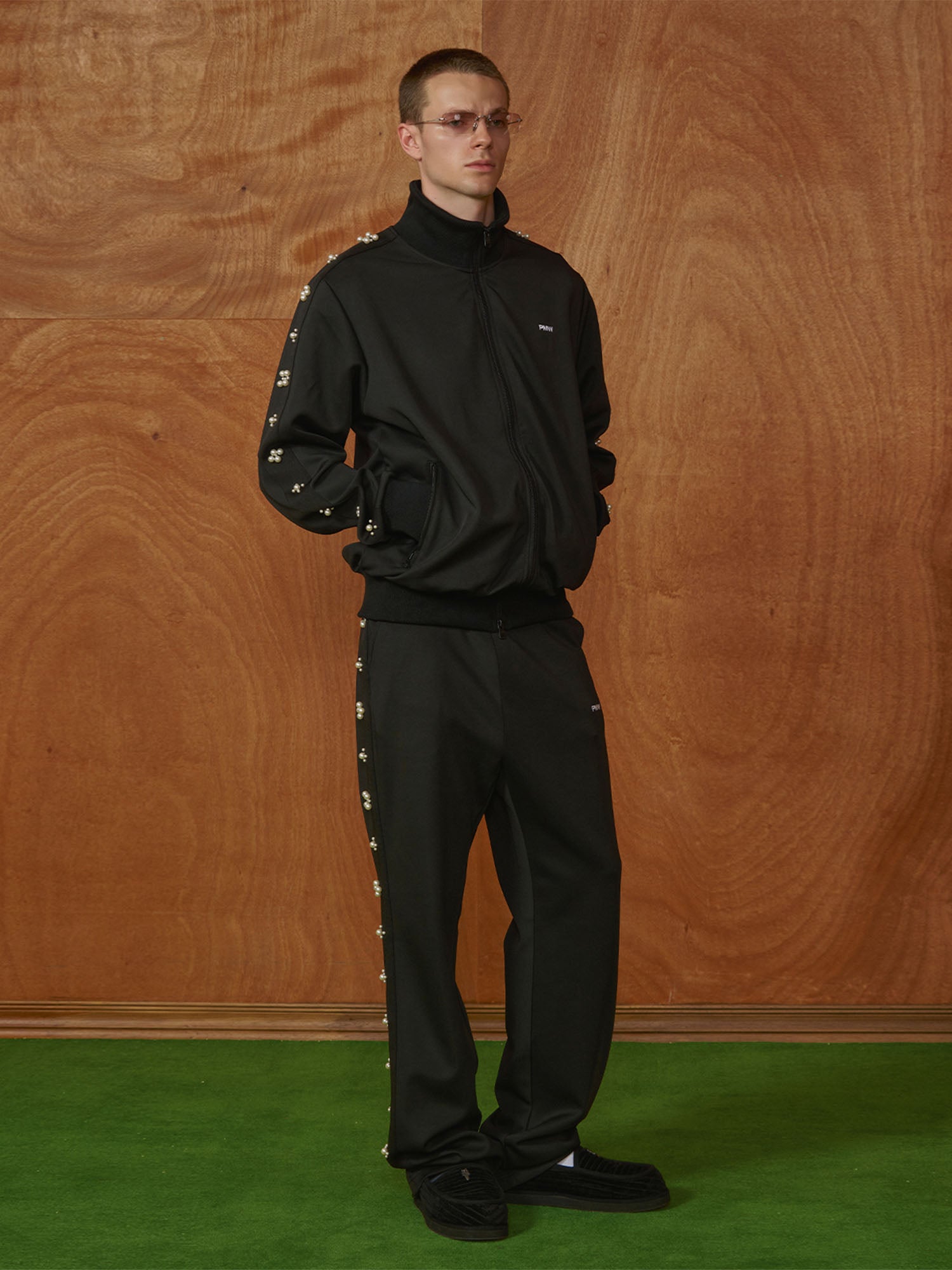 PMW Pearl-Embellished Track Pants-Pants-S-Free Shipping Leatheretro