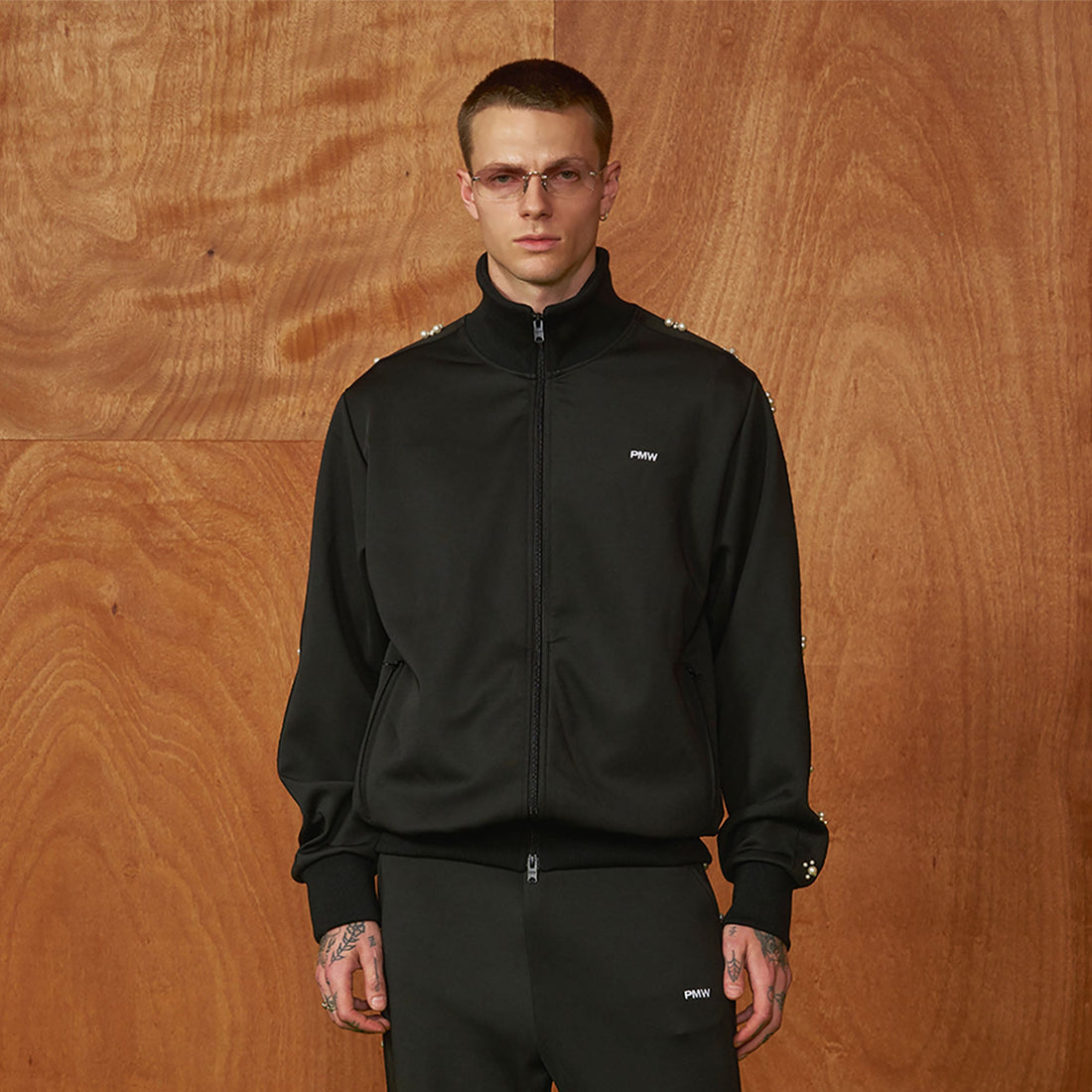 PMW Pearl-Embellished Track Jacket-Jacket-S-Free Shipping Leatheretro