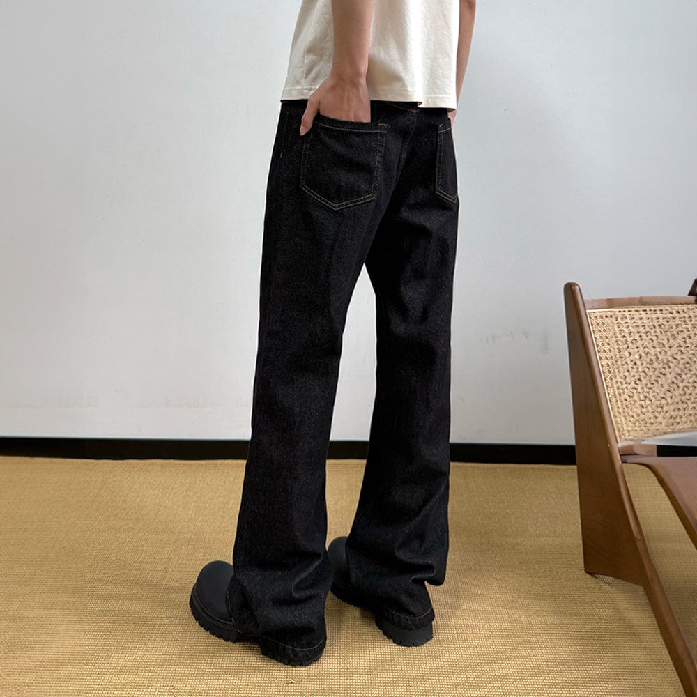 KREATE Classic Washed Straight-Leg Jeans-Jeans-S-Black-Free Shipping Leatheretro