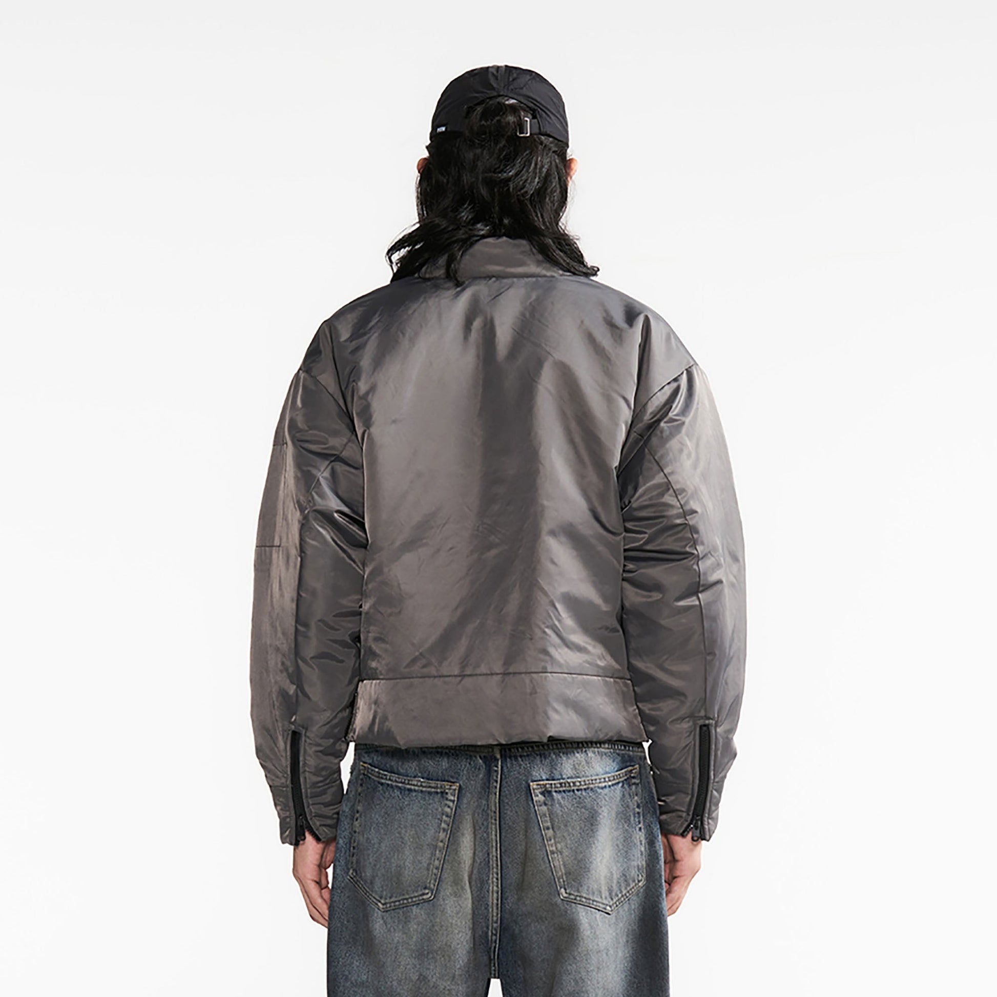 PMW Satin Cropped Bomber Jacket-Jacket-S-Free Shipping Leatheretro