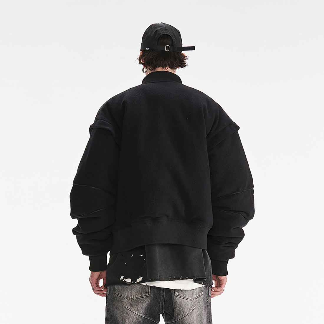 PMW Deconstructed Detachable Sleeve Bomber Jacket-Jacket-S-Free Shipping Leatheretro