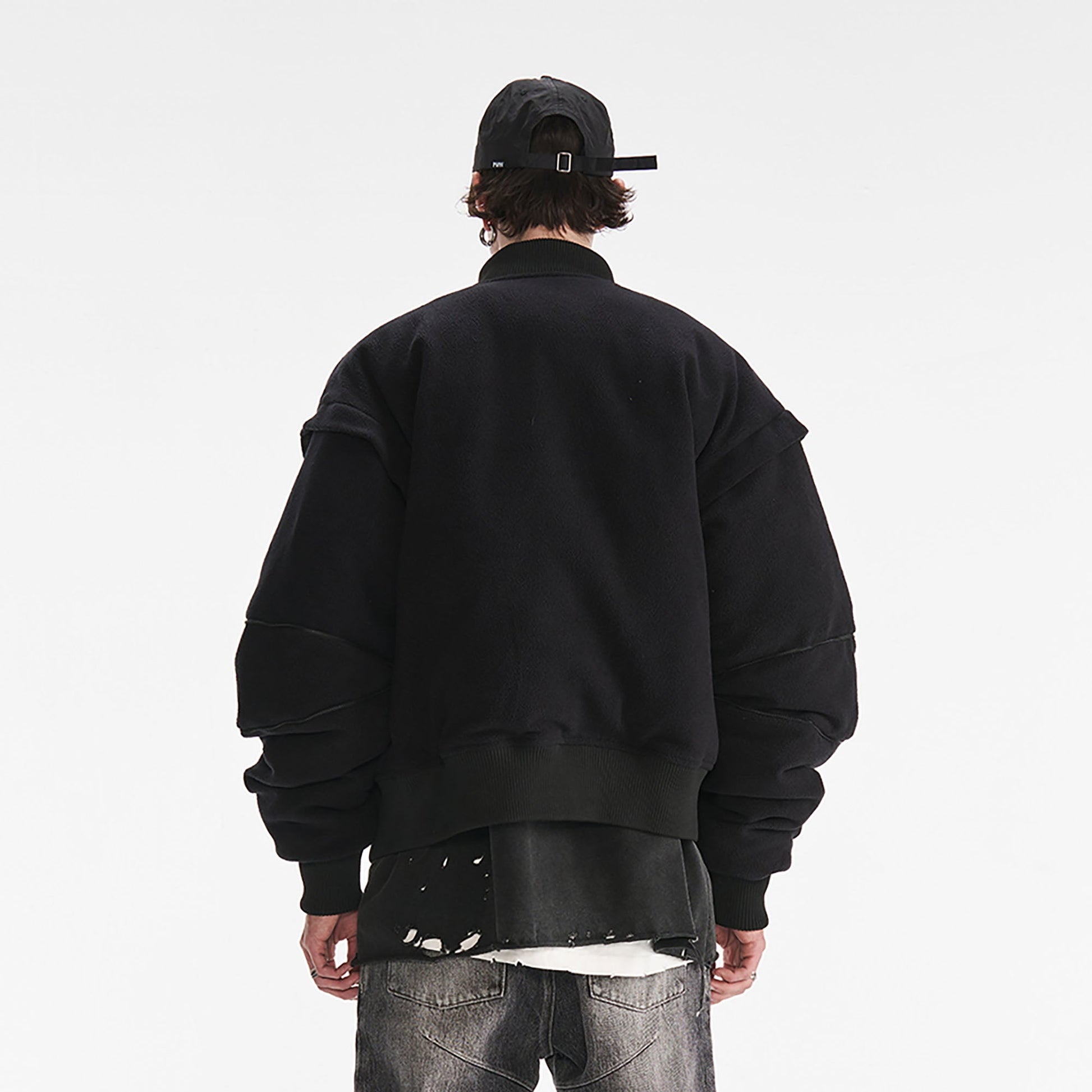 PMW Deconstructed Detachable Sleeve Bomber Jacket-Jacket-S-Free Shipping Leatheretro