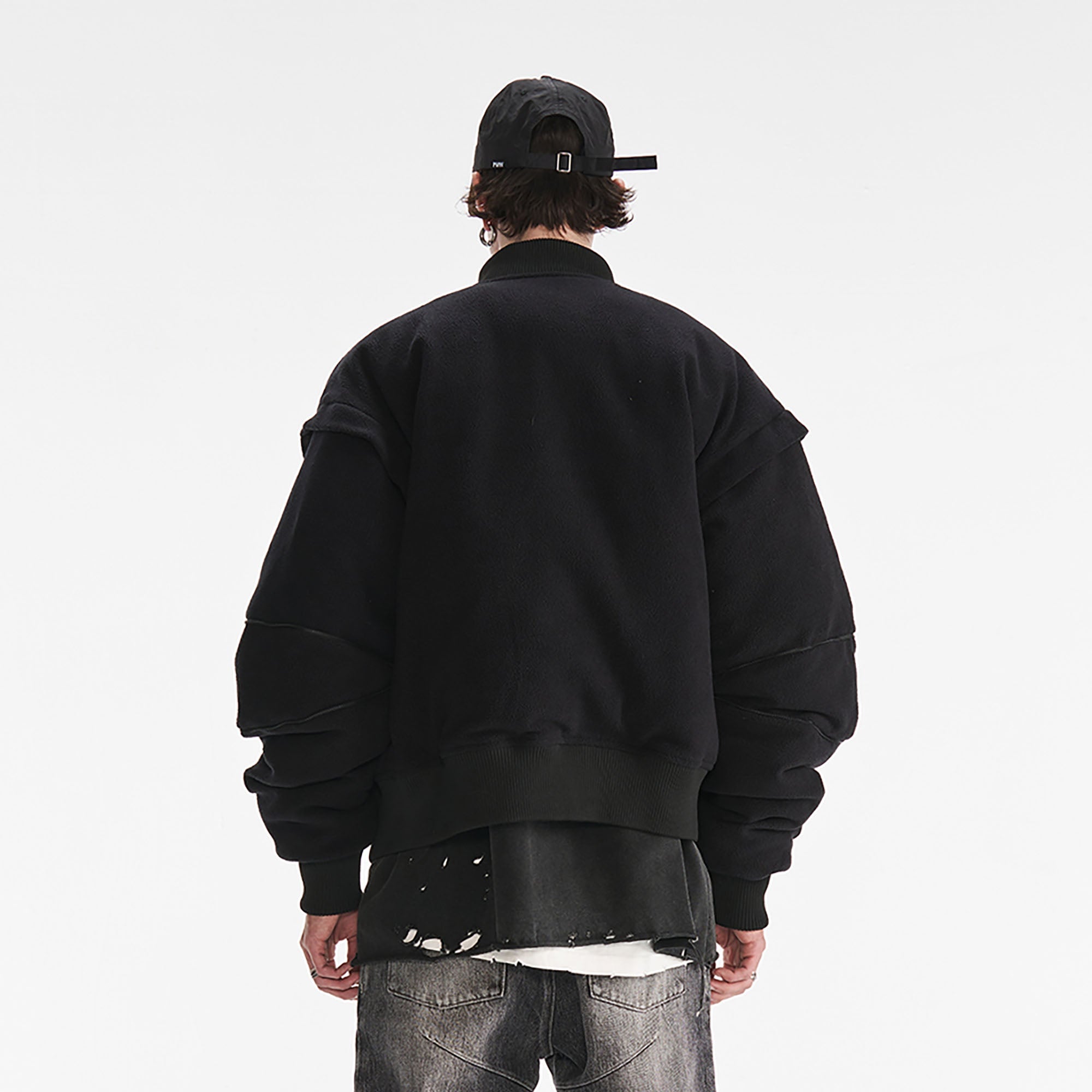 PMW Deconstructed Detachable Sleeve Bomber Jacket-Jacket-S-Free Shipping Leatheretro