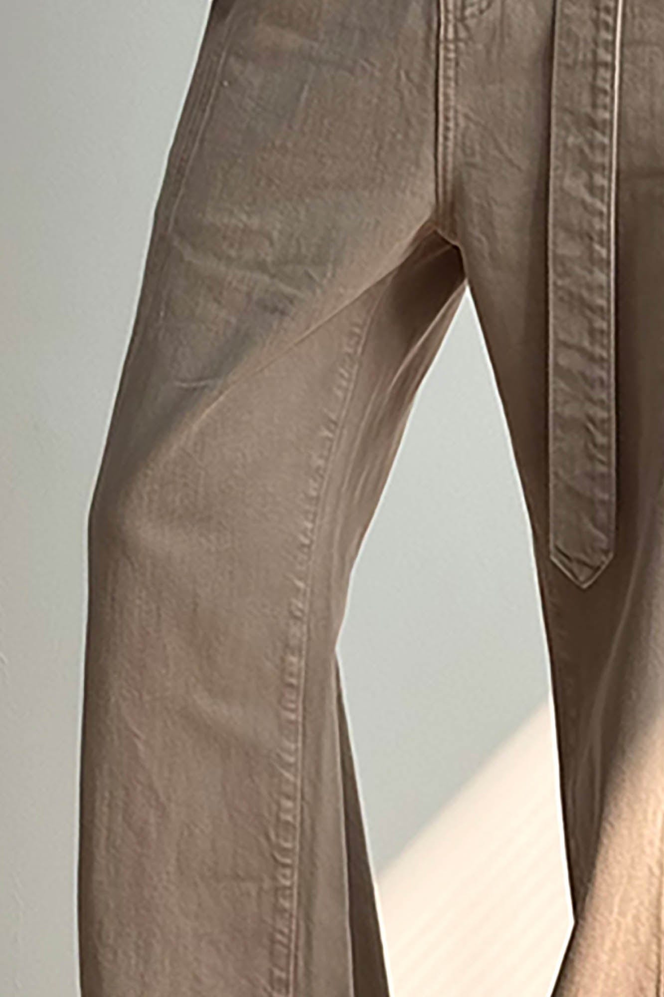 KREATE Belted-Waist Spliced Wide-Leg Pants-Pants-S-Khaki-Free Shipping Leatheretro