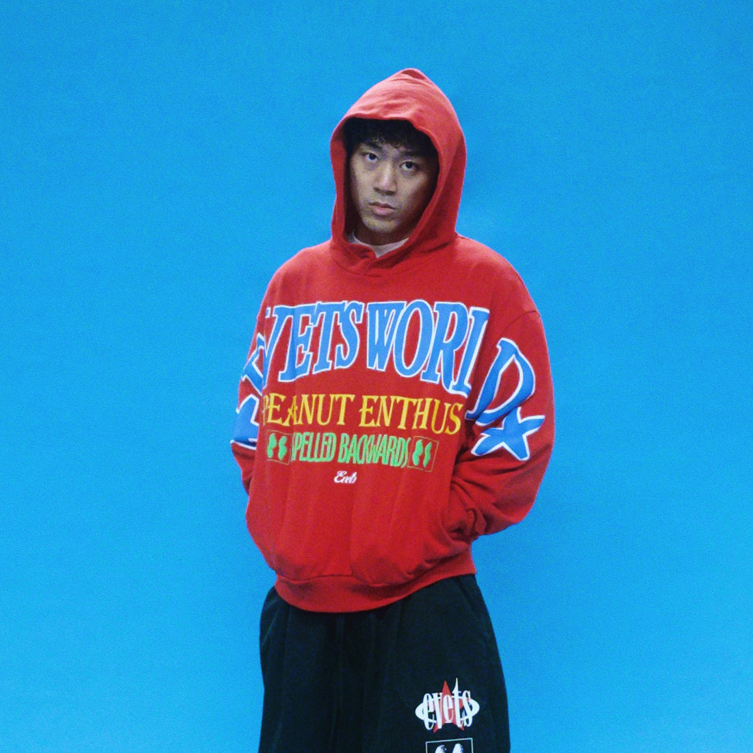 EVETS Foam Print Graphic Hoodie-Jacket-S-Red-Free Shipping Leatheretro