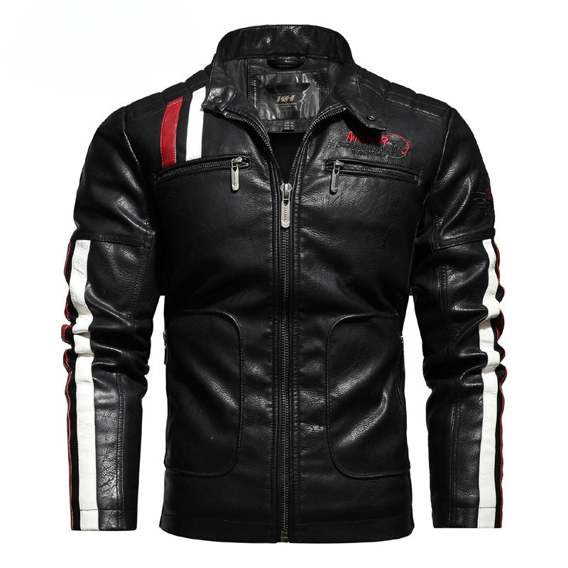 Men's Winter Motorcycle Faux Leather Jacket-red-EUR S-Free Shipping Leatheretro