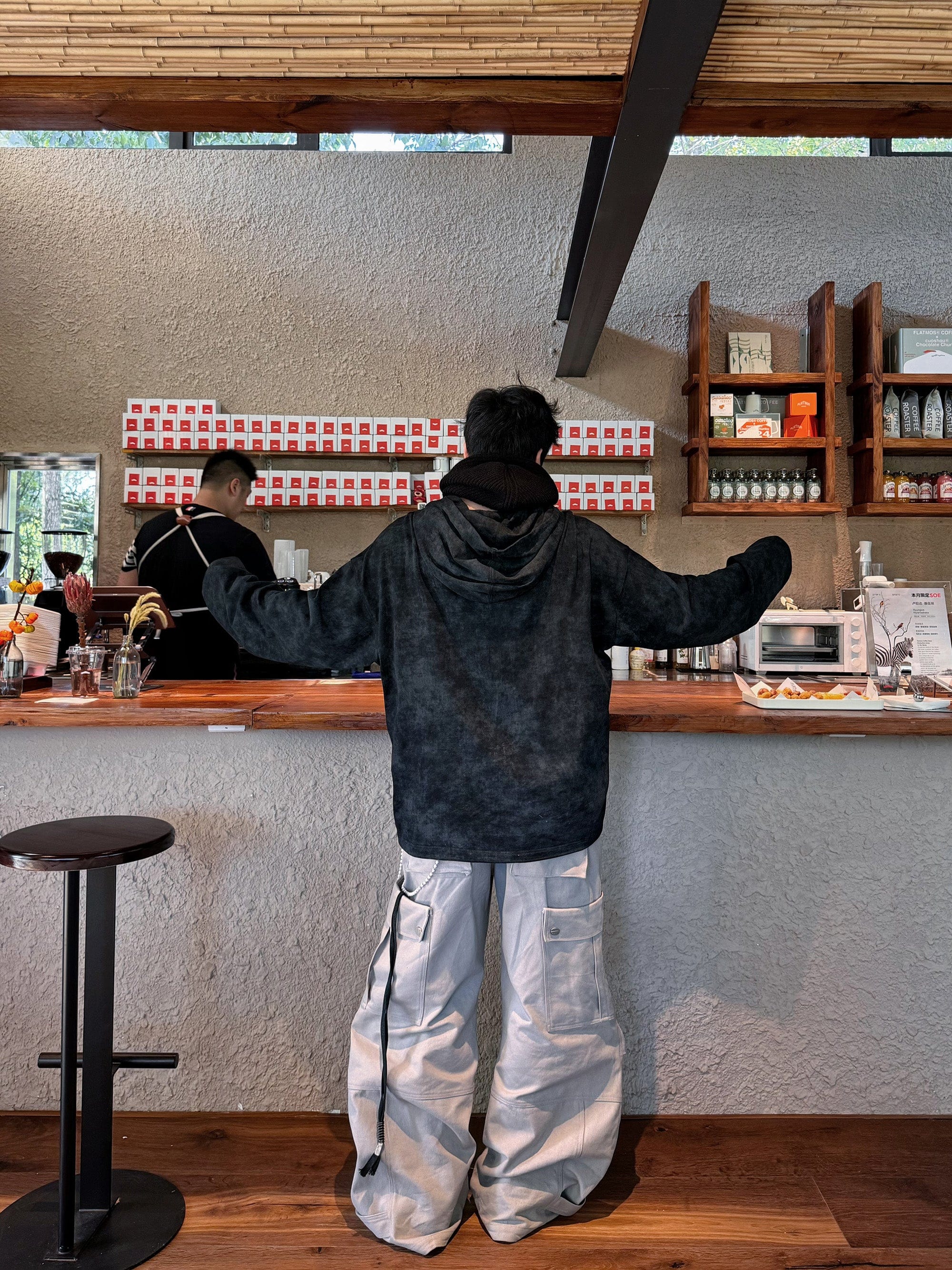 RELABEL Butterfly Buttoned Faded Hoodie-Hoodie-S-Dark Grey-Free Shipping Leatheretro