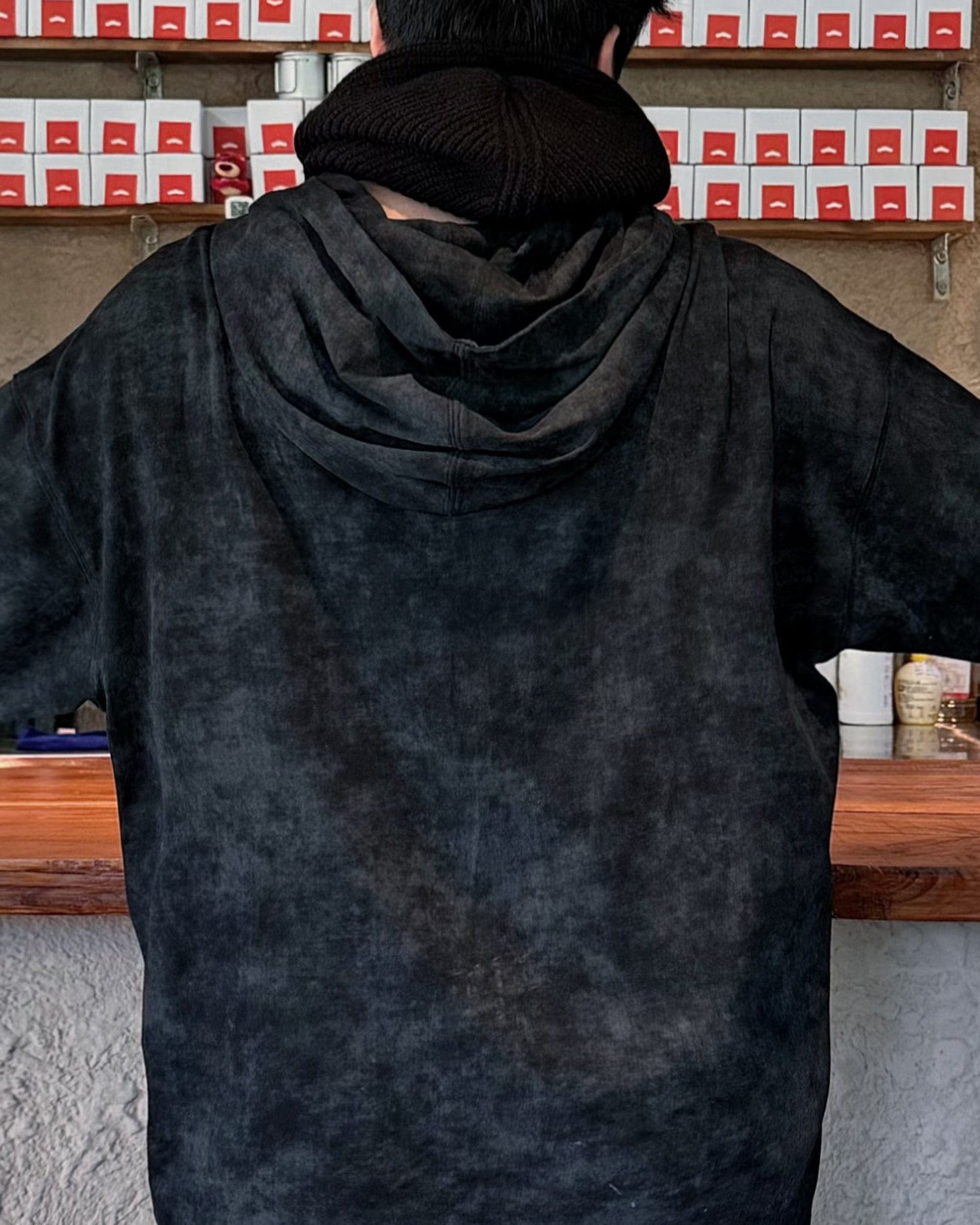 RELABEL Butterfly Buttoned Faded Hoodie-Hoodie-S-Dark Grey-Free Shipping Leatheretro