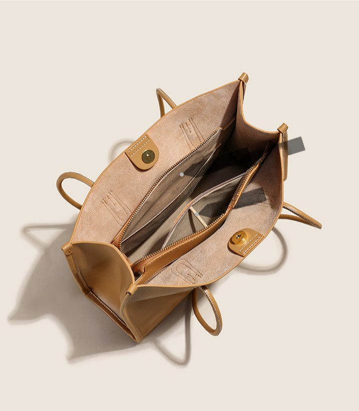 Women Genuine Leather Tote Bag Shoulder Purse with Large Capacity-Handbags-A-Free Shipping Leatheretro