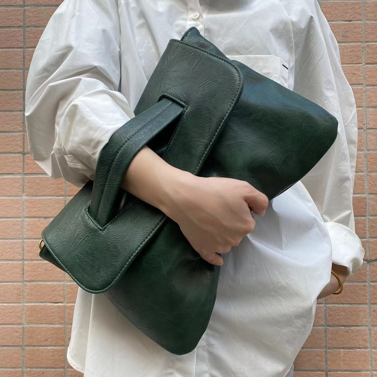 Large Capacity Faux Leather File Organizer, Shoulder Bag for Documents-grey-Free Shipping Leatheretro