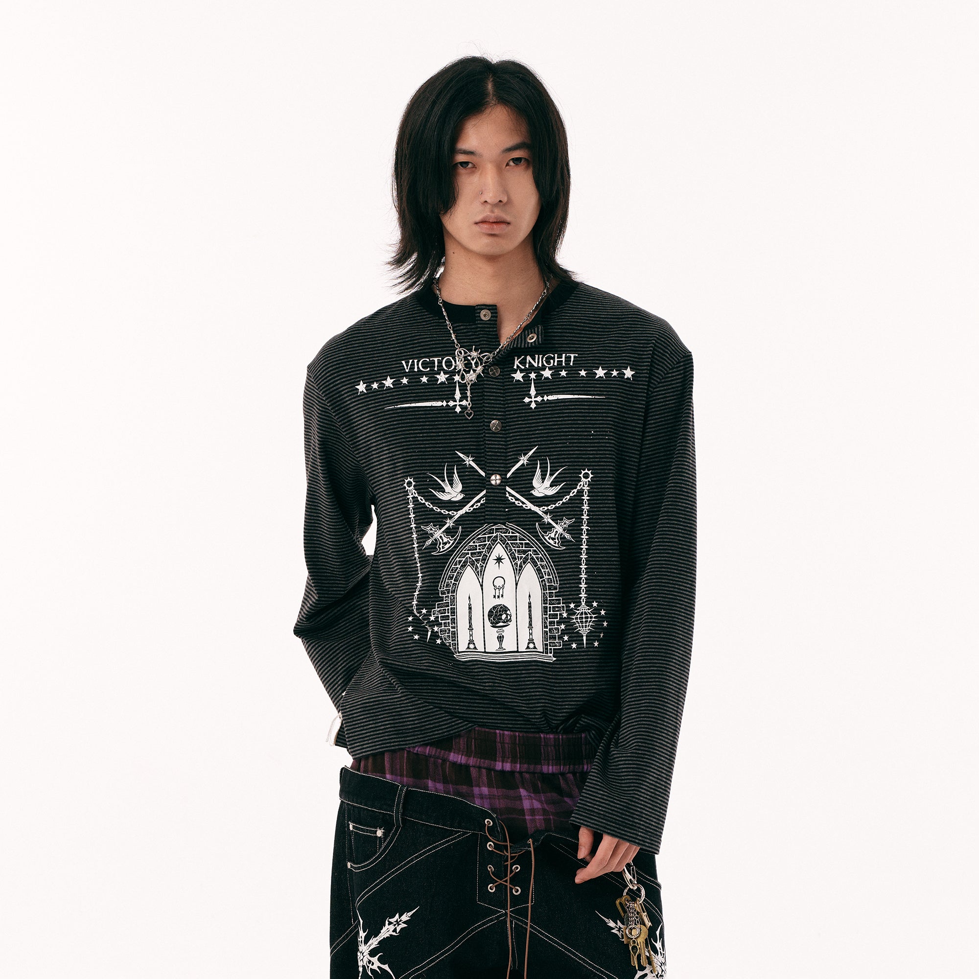 PASET Gothic Graphic Long-Sleeve Tee-L/S Tee-S-Free Shipping Leatheretro