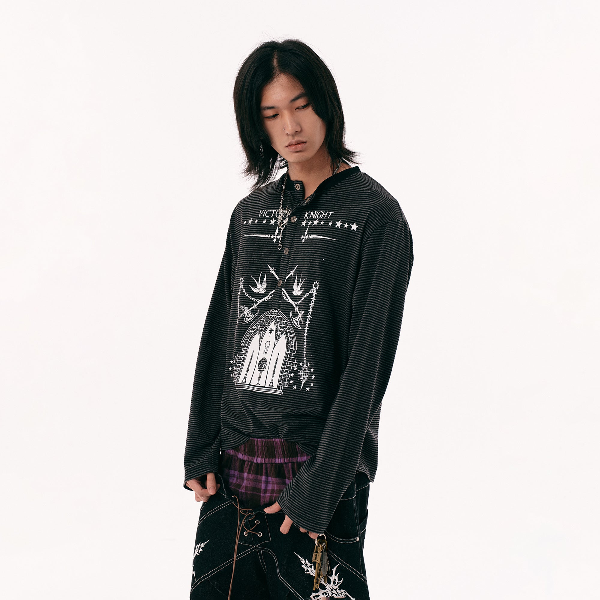 PASET Gothic Graphic Long-Sleeve Tee-L/S Tee-S-Free Shipping Leatheretro