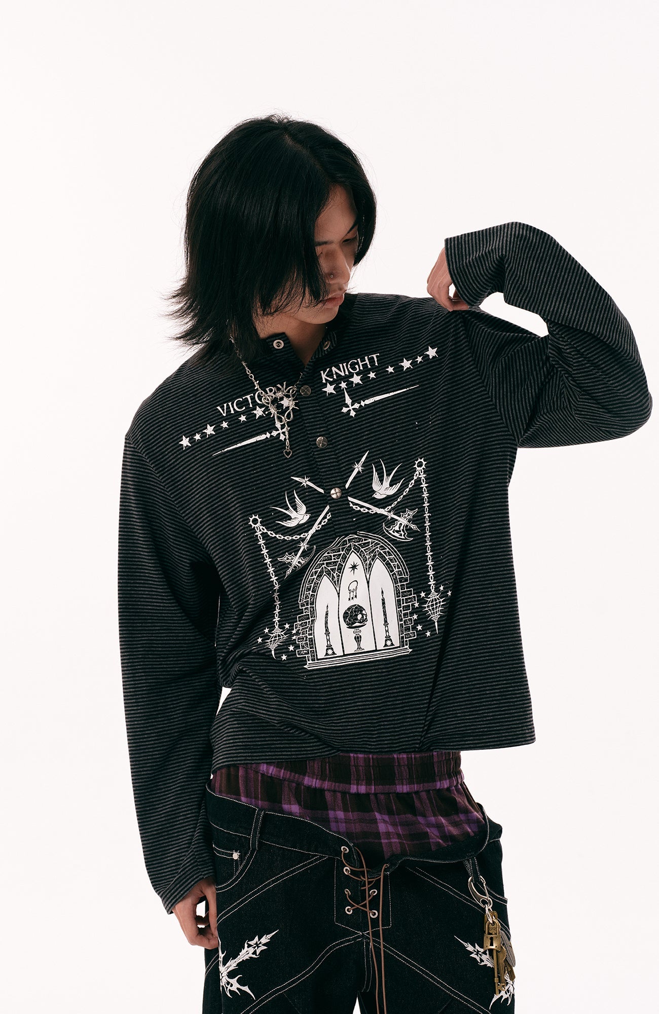 PASET Gothic Graphic Long-Sleeve Tee-L/S Tee-S-Free Shipping Leatheretro