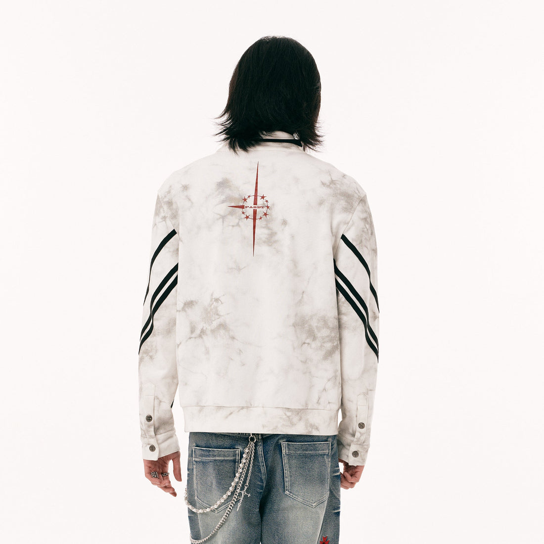 PASET Dirty Wash Star Graphic Track Jacket-Jacket-S-Free Shipping Leatheretro