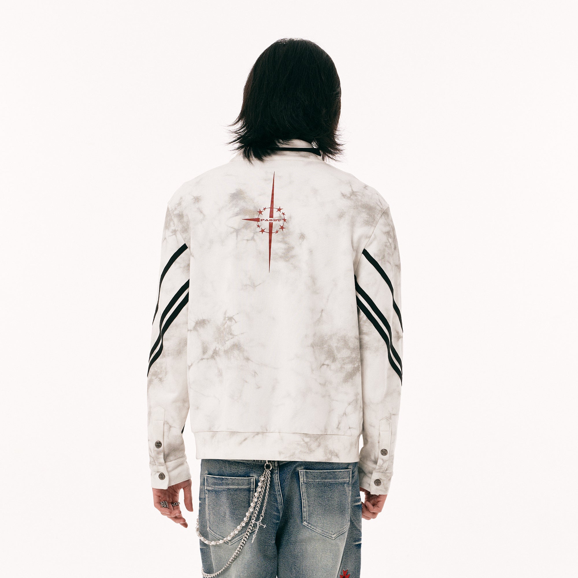 PASET Dirty Wash Star Graphic Track Jacket-Jacket-S-Free Shipping Leatheretro