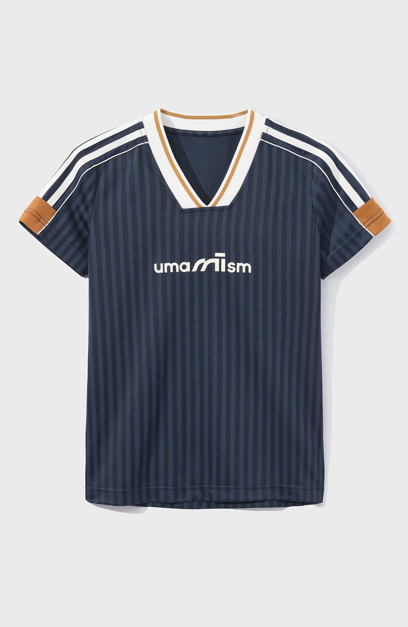 UMAMIISM Jacquard Stripe V-Neck Jersey Tee-T Shirt-XS-Free Shipping Leatheretro