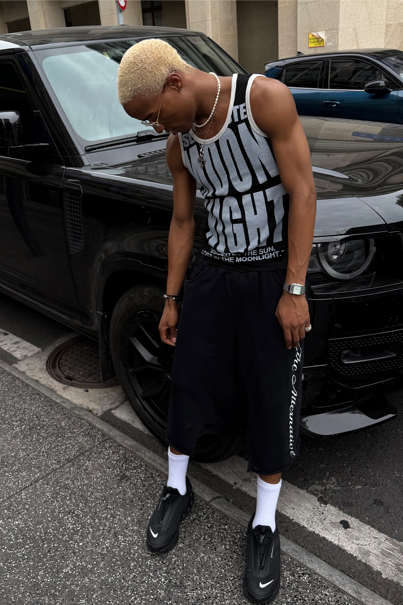 STEEPC Raw Edge Graphic Paneled Sweat Shorts-Shorts-S / 24“-Free Shipping Leatheretro