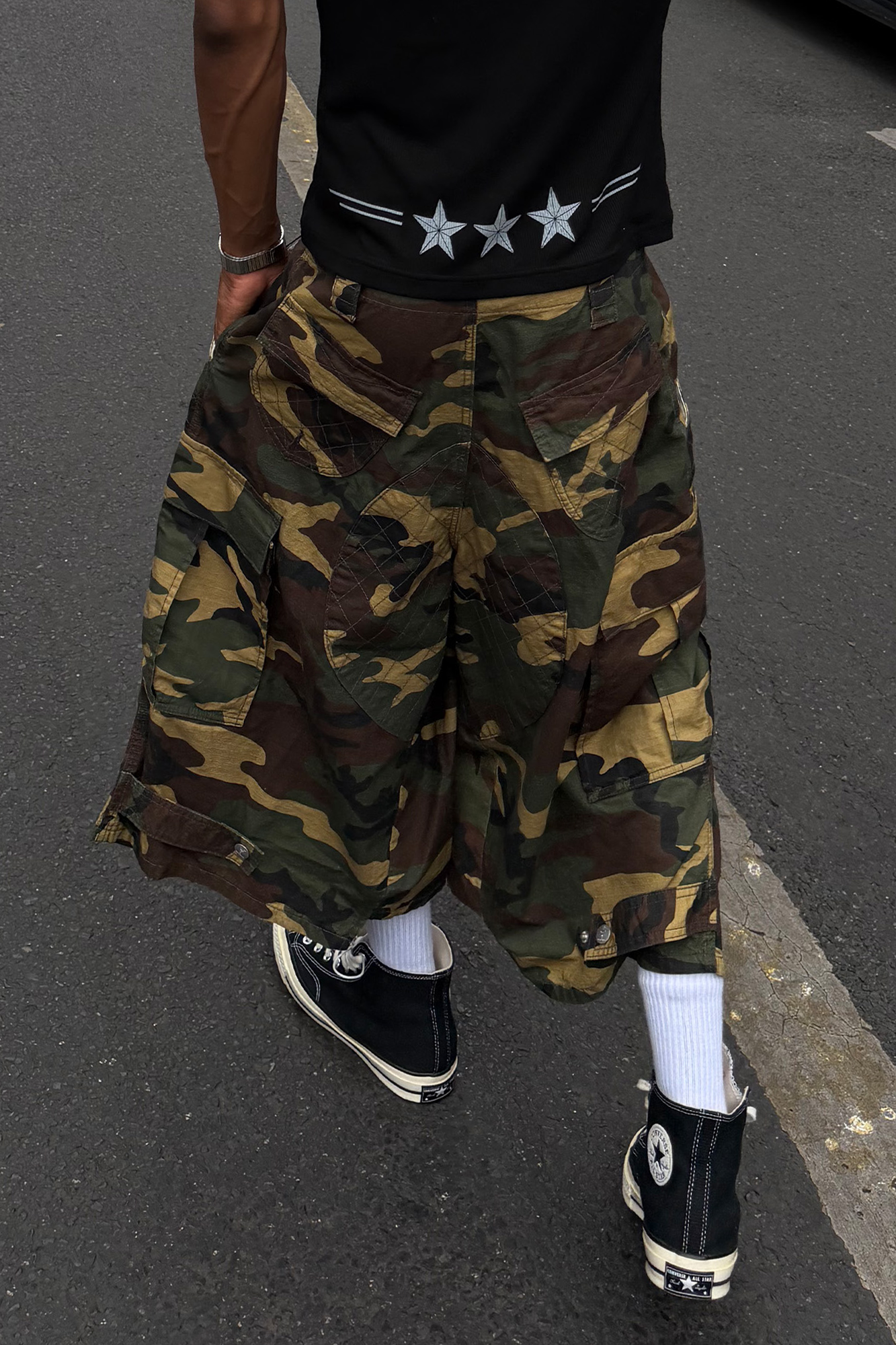 STEEPC Button-Fly Camo Quilted Cargo Shorts-Shorts-S / 28"-Free Shipping Leatheretro