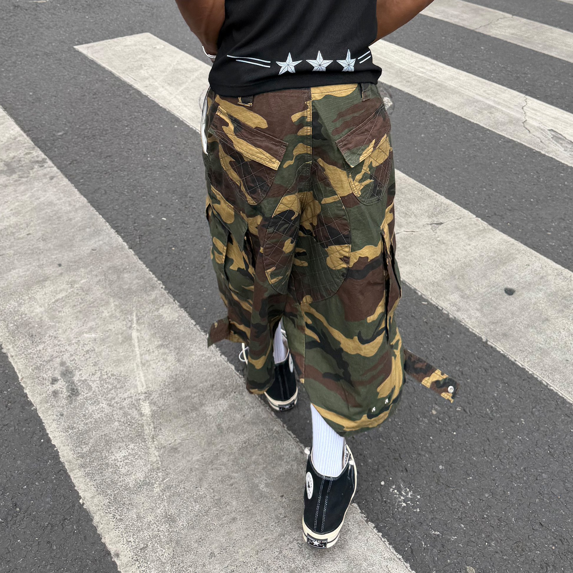 STEEPC Button-Fly Camo Quilted Cargo Shorts-Shorts-S / 28"-Free Shipping Leatheretro
