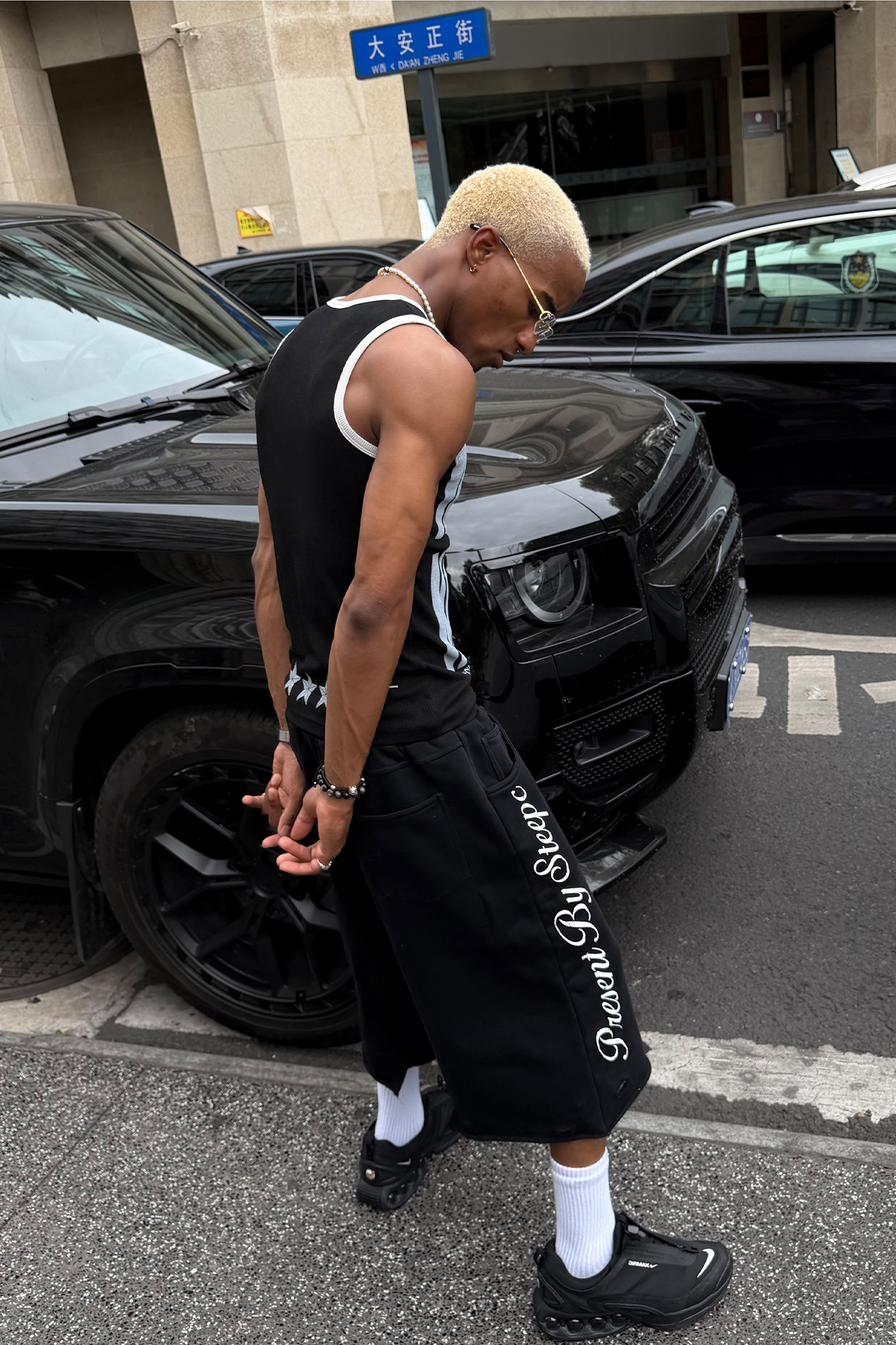 STEEPC Raw Edge Graphic Paneled Sweat Shorts-Shorts-S / 24“-Free Shipping Leatheretro