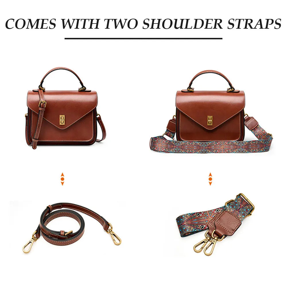 Real Cowhide Crossbody Bag – Retro Designer Small Satchels-Handbags-Dark Green-Free Shipping Leatheretro