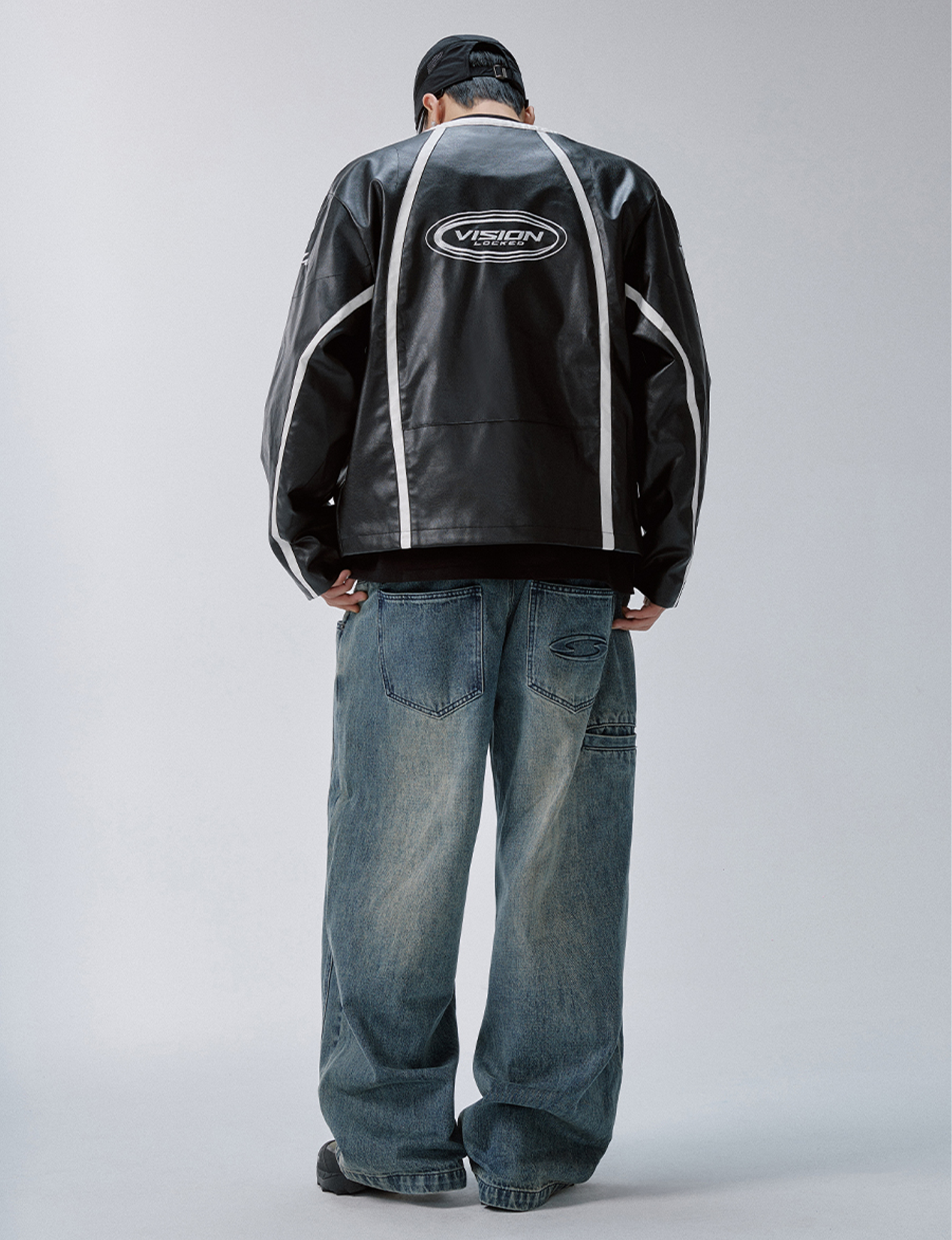 F2CE Racing Patch Contrast Panel PU Moto Jacket-Jacket-S-Free Shipping Leatheretro