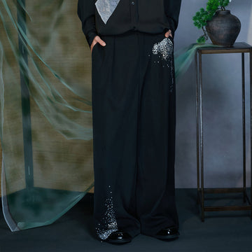 JIECHI Diamond Wide-Leg Pants-Pants-M-Free Shipping Leatheretro